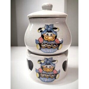 Country Collection 1997 Multi-Color Ceramic Cow Potpurri Pot